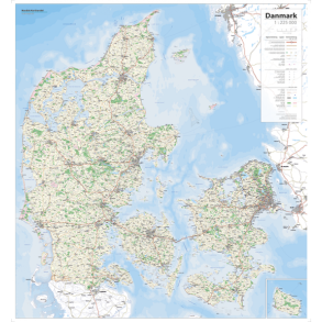 Danmarkskort, stort p� plade til n�le, skrivebar