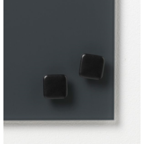 Glastavlemagnet, sort firkantet, pakke med 2 stk.
