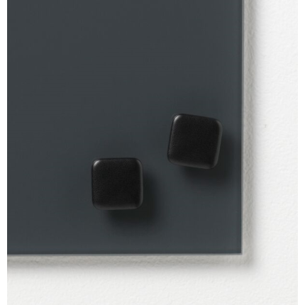 Glastavlemagnet, sort firkantet, pakke med 2 stk.